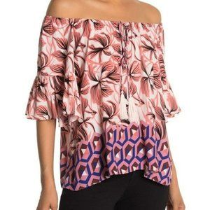Vertigo Exotic Colored Off Shoulder Blouse Large NWT